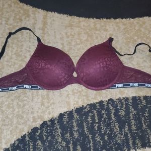 Maroon pink push up bra